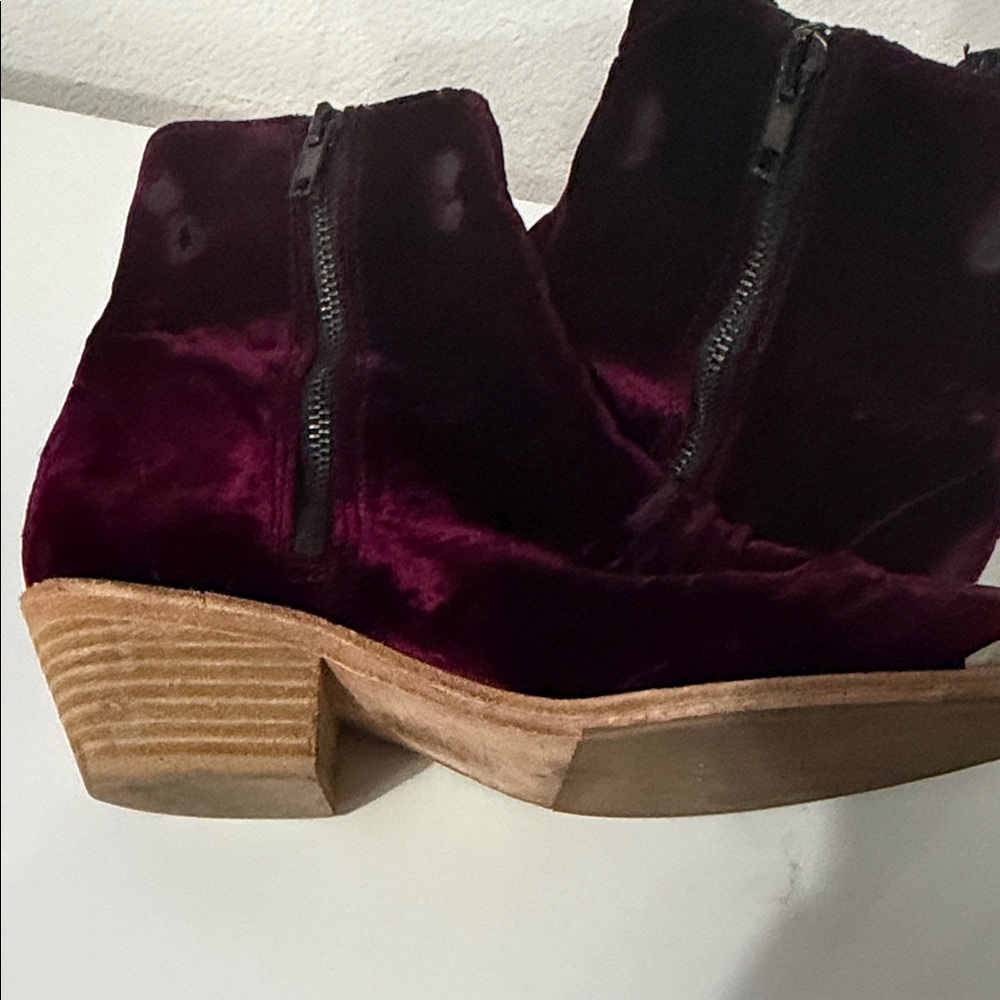 Free People Burgundy Velvet Ankle Booties - Picture 7 of 9